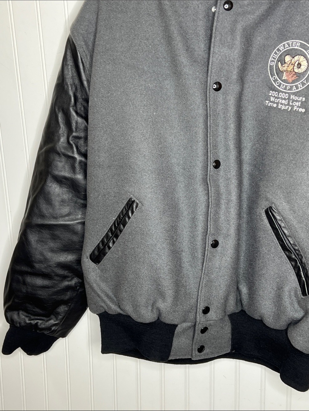 Holloway Grey and Black Bomber Varsity Jacket Size Large NWT - Picture 5 of 16